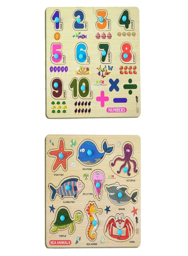 HIGHROOF® Kids Fort Pre Nursery Educational Jigsaw Puzzles for Adults Kids Learning Toys Kit Board Game 2 pcs Set of Numbers & Sea Animals Educational Toy - Image 1